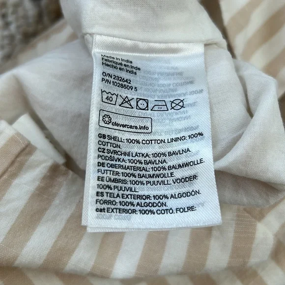 H&M tan and white striped overall romper with sun hat 9-12 months - Picture 6 of 6